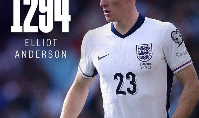 kaiyun sport-迎首秀，埃利奥特-安德森是第1294位代表英格兰队出场的球员